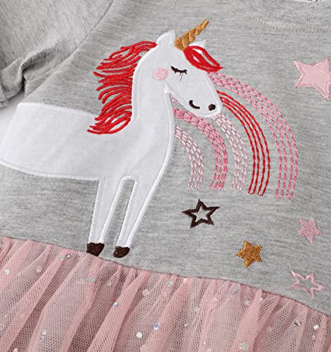 Toddler Girl Summer Tulle Dress Cute Cartoon Pattern Cotton Dress Sequins Stripe Daily Baby Girl Casuals Dress2