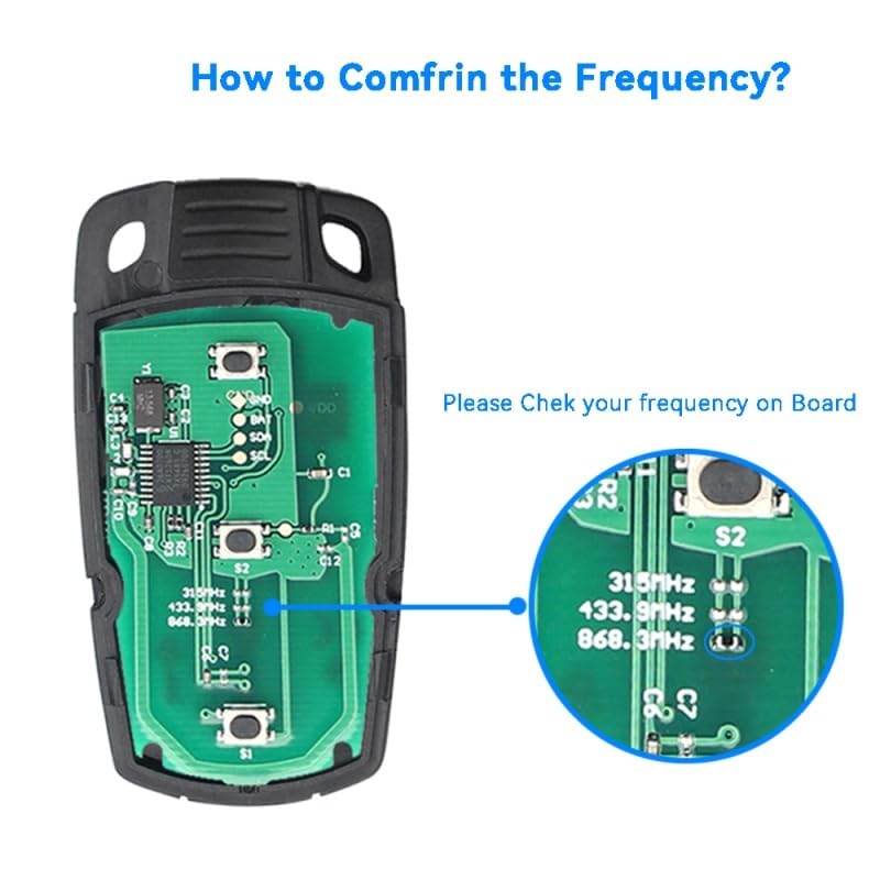 Suitable for with Battery KR55WK49123 for BMW E60 E61 E70 E71 E72 E81 E82 E87 Fob PCF7945 Chip 315MHz/433Mhz/868MHz Remote Car Key(433Mhz)