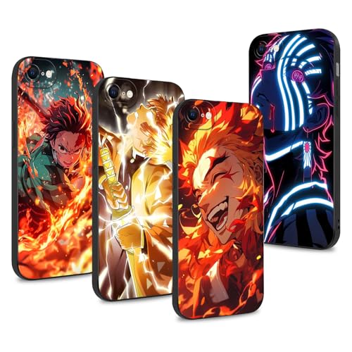 4 Confezioni Anime Custodia per Xiaomi Redmi Note 14 6.67 Manga Kamado Tanjirou Kyoujurou Akaza Zenitsu Disegno Protezione Cover Case Antiurto Cartone Animato Morbido tpu nero