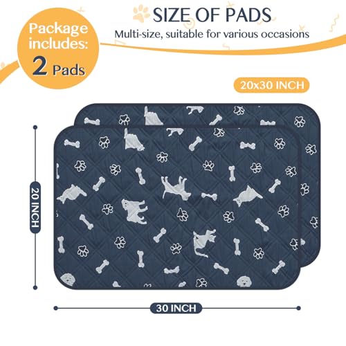 Image of 2 Pieces Dog Pee Pads - Navy Washable Dog Rugs Non-Slip Dark Blue Puppy Pads for Small Dogs, Water Absorb Training Pads