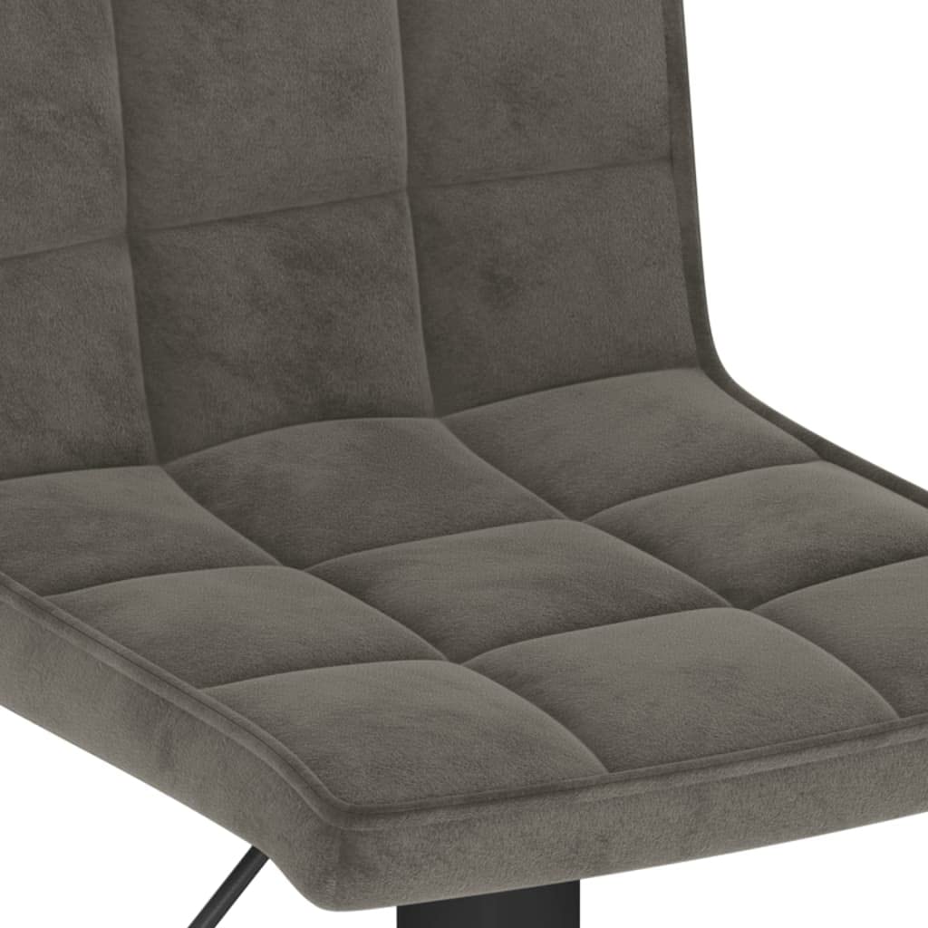 Taburete de bar estable con estructura de acero y suave tapizado en terciopelo, silla de bar regulable en altura con resorte de gas, taburete giratorio con reposapiés en gris oscuro