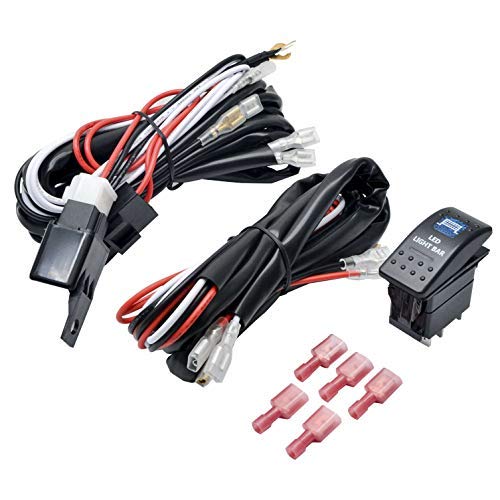 Riloer Universal LED Wiring Harness Switch Relay Kit, 12V Wiring Harness Switch Relay Kit Fits Work Driving Light Bar