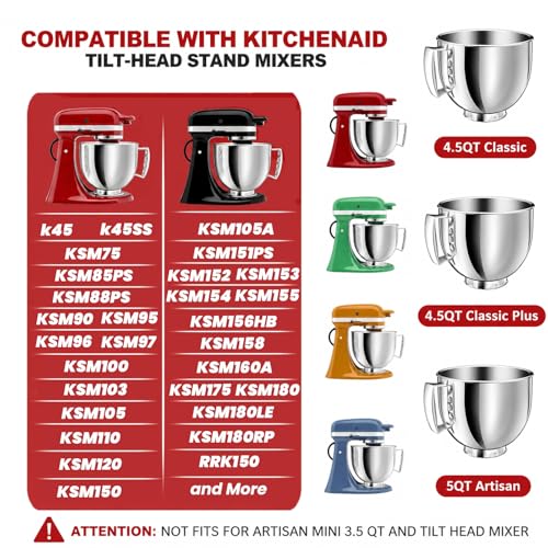 Bowl de acero inoxidable 5qt para KitchenAid miniatura 4