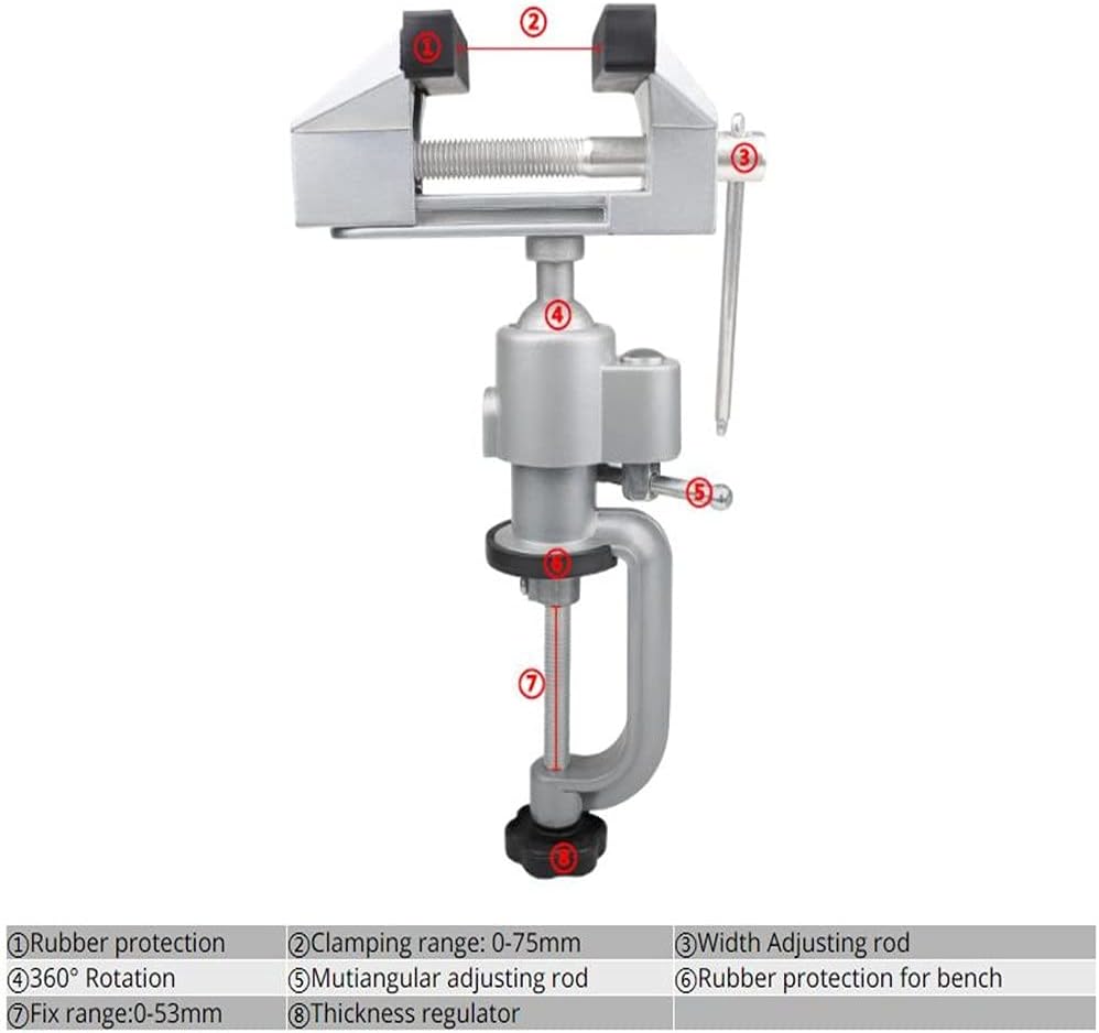 Portable 360° Table Swivel Vise Woodworking Universal Mini Clamp-on Bench Rotating Drill Stand Hobby Use DIY
