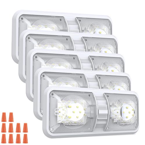 Youtime RV Lights Interior 12V Led Lights 600LM,8W, RV Led Lights,RV Ceiling Dome Light with Switch for RV/Camper/Trailer/Boat/Car (Natural White,4000K-4500K,5pack)