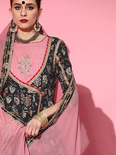 Image of ishin Women Cotton Blend Salwar Suit Set