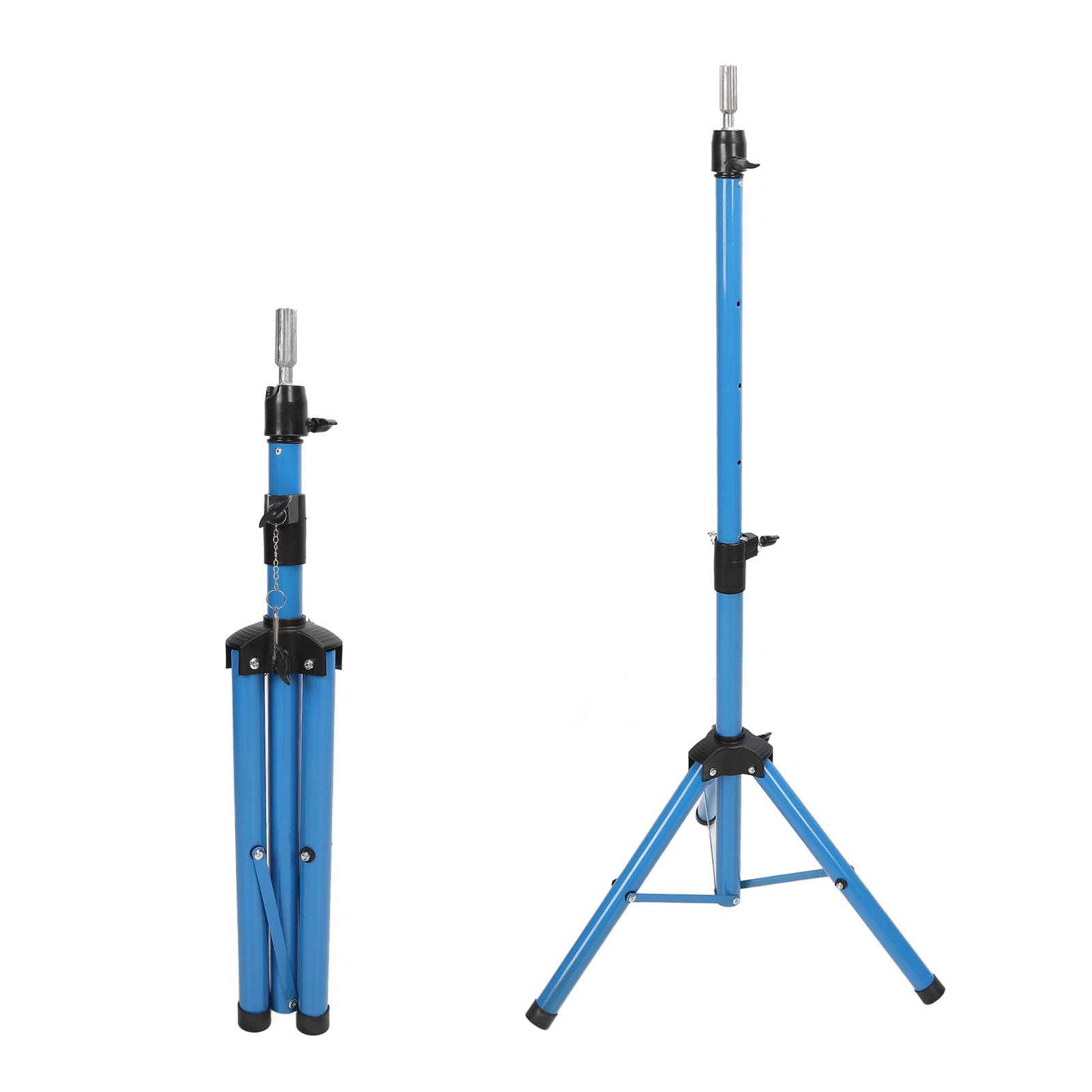 Pilipane Perückenständer, Stativ, robust, höhenverstellbar, drehbarer Kopf, stabiler Mannequin-Ständer für Perücken-Styling, Salon, Haarstyling, Aluminiumlegierung, Blau