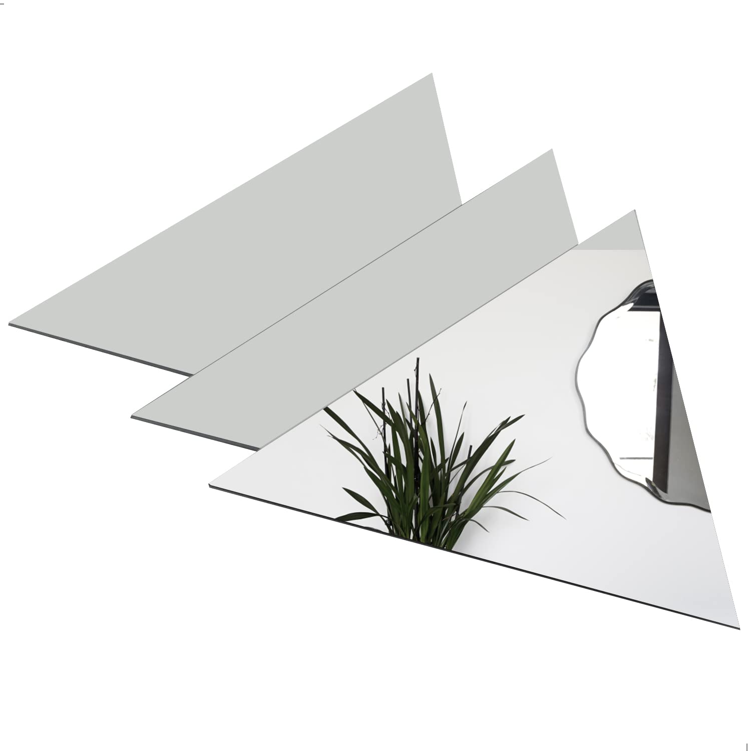 20 Pezzi Specchi Autoadesivi Triangoli Argento - Decorazione Fai Da Te Per Pareti E Piastrelle