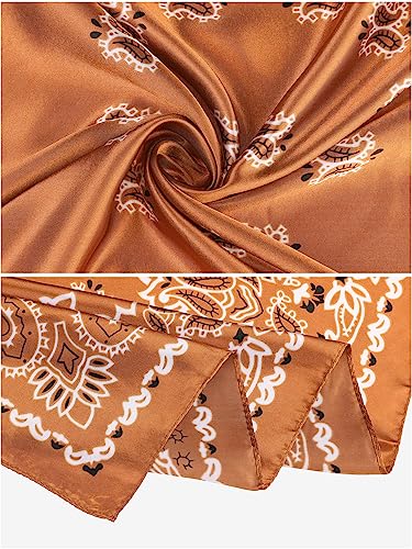 Women's Paisley Satin Square Scarf, 35" Large Silk Like Hair Scarf Head Sleeping Wrap Bandanas4