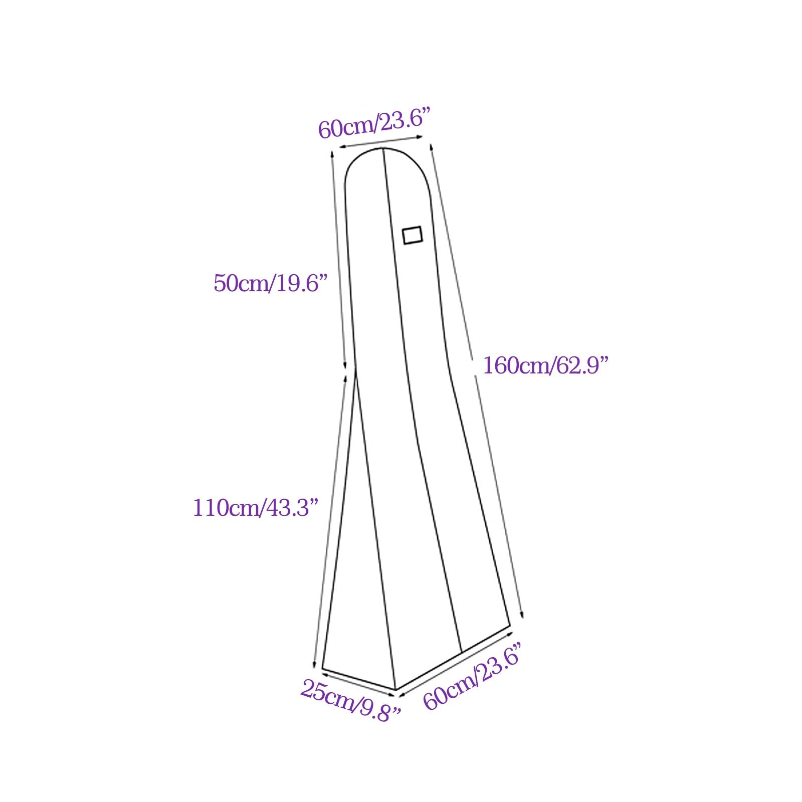 YEQING 2 przezroczyste worki na ubrania, na suknię ślubną, pokrowiec ochronny z uchwytem, pokrowce na ubrania dla kobiet (25 x 60 x 160 cm)