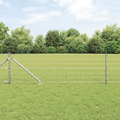 Valla de jardín 0,8 x 25 m en malla de acero con postes plateados y accesorios 5