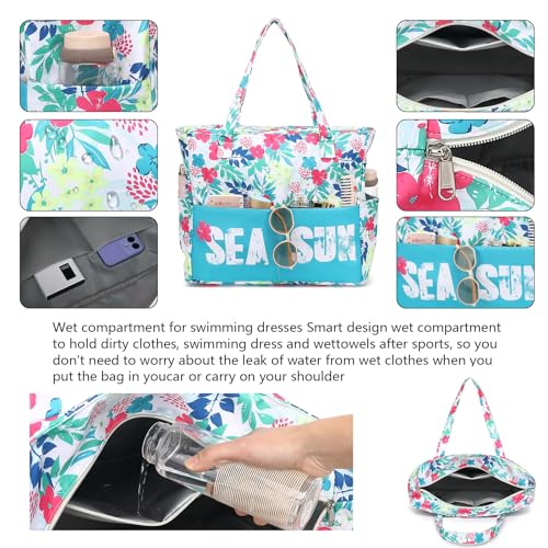 Bolsa de playa impermeable con compartimento húmedo y gran capacidad 5