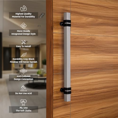 Image of LAPO 36 inch Square Stainless Steel Door Handle for Main Door /Glass Door Pull Push Handle /Main Door Handle for All Door-Pack of 1 | Black Finish | 3 Years Warranty