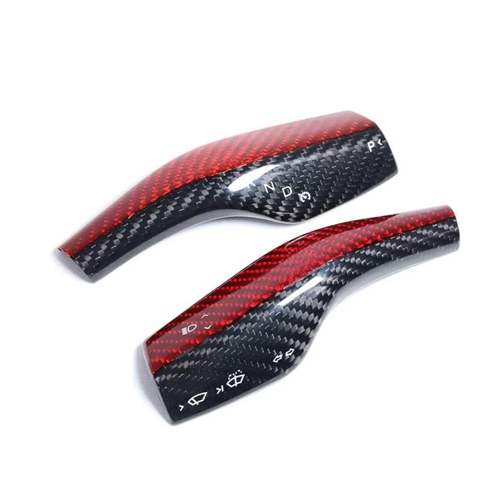 HYASDBWE 2Pcs Car Real Carbon Fiber Steering Rod Decorative Cover Gear Shift Lever Cover for Tesla Model 3/Y 2016-2022 Gear Shifter Parts