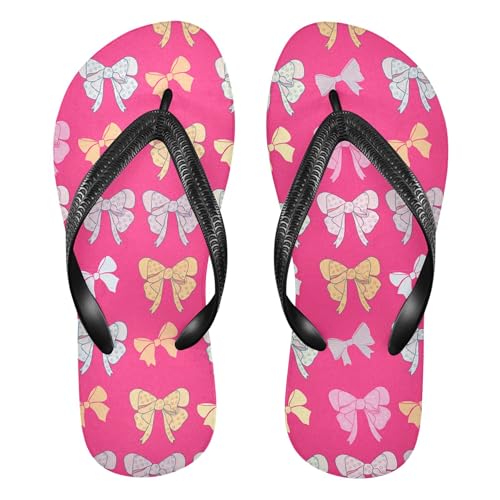 Burbuja Colorful Bows Flip Flops for Women Men, Soft Thong Sandals Rubber Slippers for Pool Beach Essentials