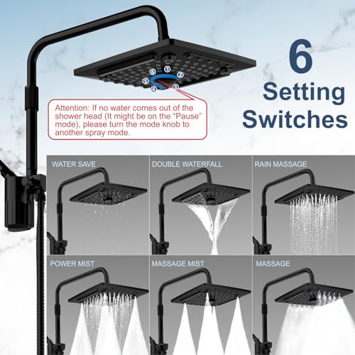 Image of ELLO&ALLO Filtered Rain Shower Head with Handheld Spray, Rainfall Shower Head Combo with 59 inch Hose, Dual Showerhead Set with Adjustable Shower Extension Arm, Matte Black
