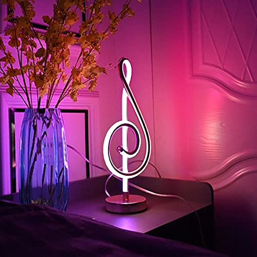 ZMLG 25W LED Tischleuchte Dimmbar Spiral Nachtlampe Mit RGB Farbwechsel Fernbedienung Nachtlicht Wohnzimmer Musiknote Stimmungslicht Dekoration Innen Für Büro Schlafzimmer Nachttischlampe,Schwarz Cover