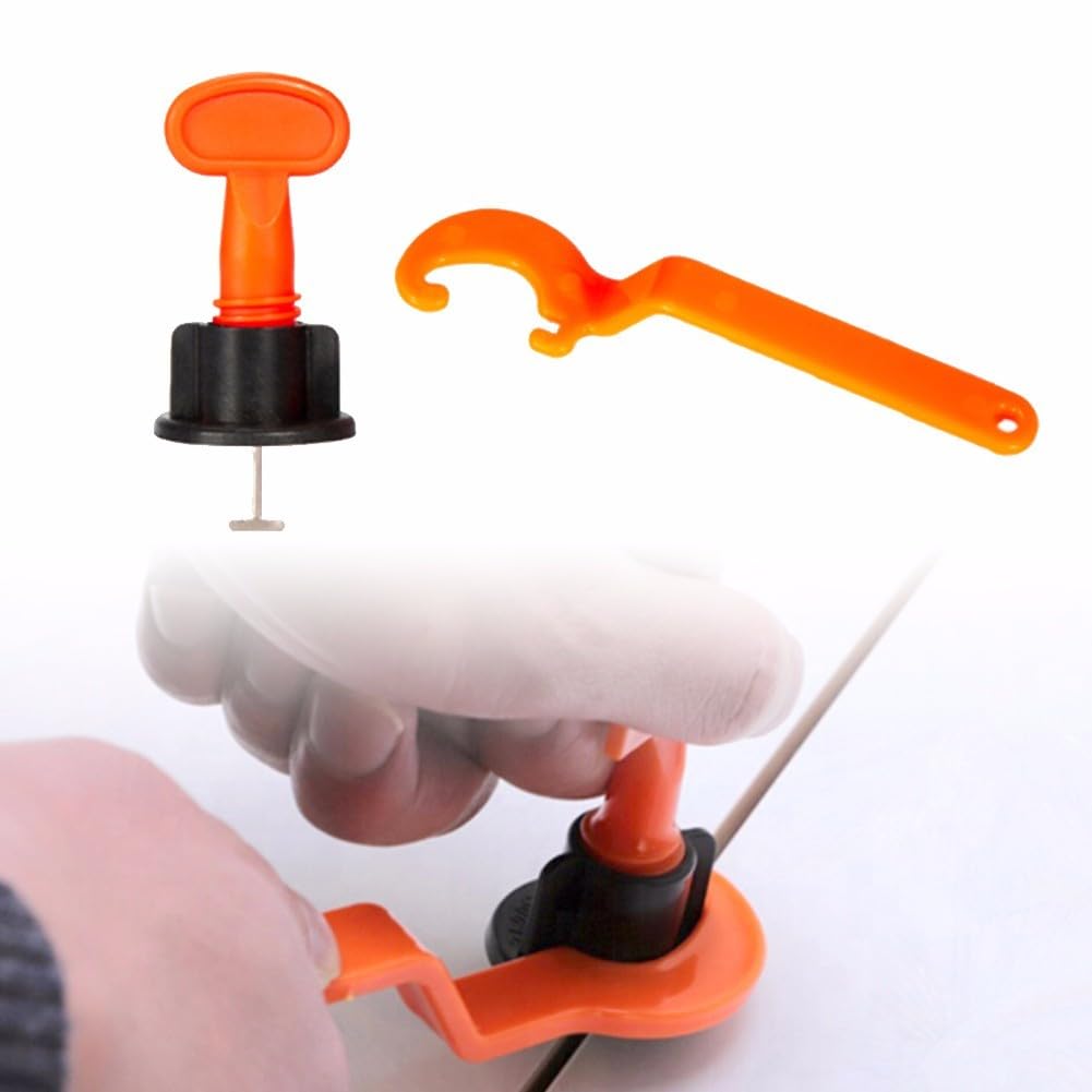 Fliesen-Nivelliersystem, quadratische Equalizer-Clips mit Werkzeug für 5–20 mm dicke Keramik-Boden-, Wandfliesen, Installation und Ausrichtung, 50 Stück