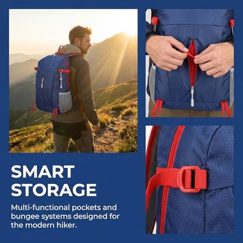Mochila Plegable Ultraligera para Senderismo y Viaje Azul miniatura 4
