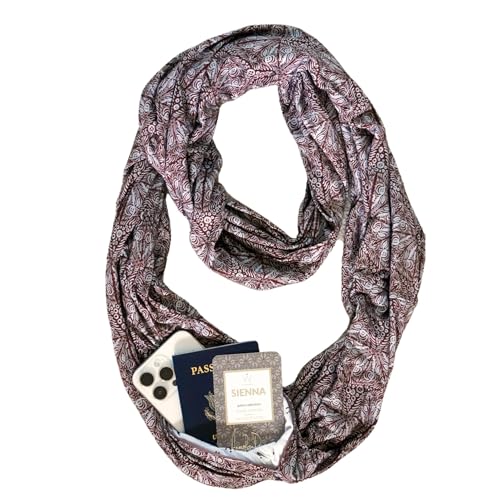 WAYPOINT GOODS Infinity Travel Scarf Hidden Zipper Pocket for Women Airplane - Lightweight Cotton Bamboo - Travel Essentials