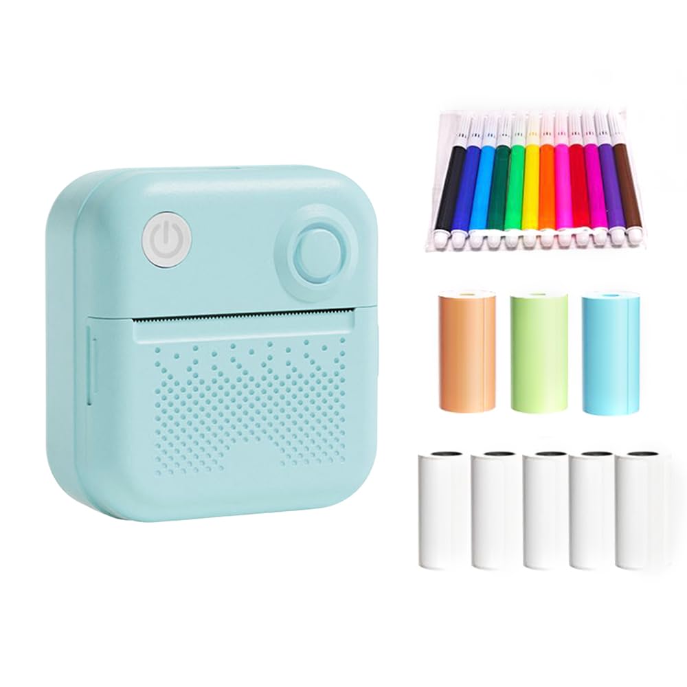 HUIOP Mini impresora,Mini impresora portátil de bolsillo, impresión fotográfica instantánea térmica, máquina de etiquetado BT, conexión inalámbrica, compatible con aplicaciones Android o iOS,