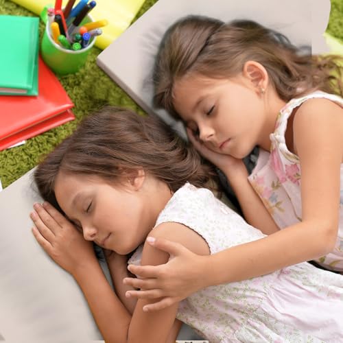 Image of VitalCozy 12 Pcs Daycare Cot Sheets for Sleeping Bulk 48 x 24 Inch Standard Size Preschool Soft Breathable Nap Rest Mat Crib Sheet for Kids Baby Boys Girls (Beige)