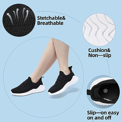 Image of PPQ Womens Slip On Walking Shoes,Memory Foam Lightweight Comfort Casual Workout Shoes,Yoga Or Tennis Or Running Sneakers