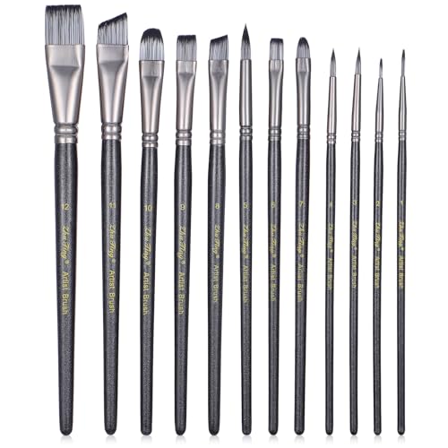 Juego de 12 pinceles de pintura facial, pinceles estéticos para pintura facial, pinceles para pinturas acrílicas acrílicas al óleo, acuarelas, juego de pinceles para rostros, pintura corporal, kit de