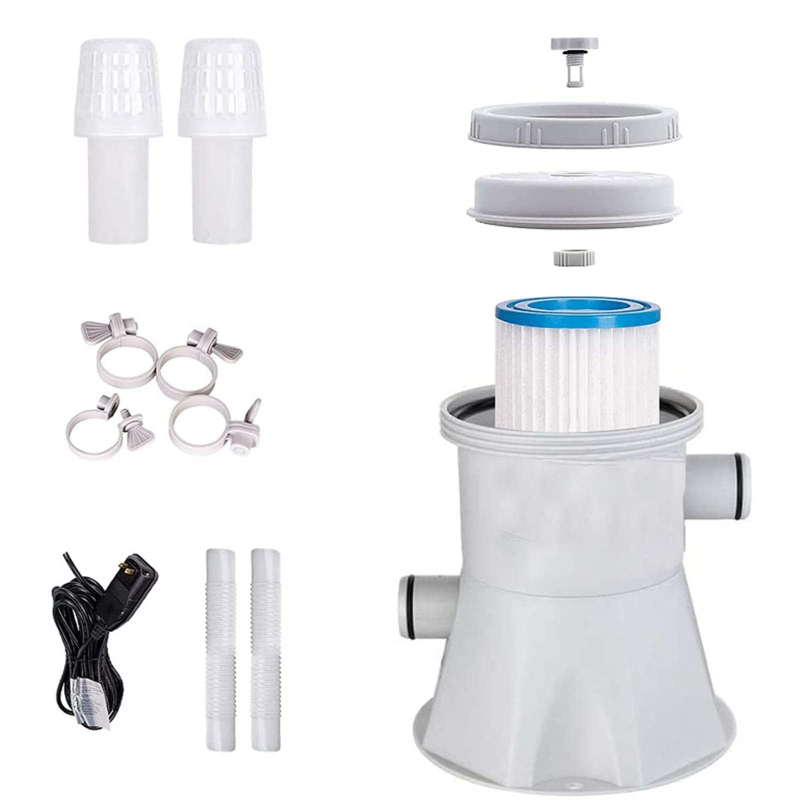 Kit de bomba de filtro de piscina de 220 V con elemento de filtro, bomba de piscina eléctrica de 330 galones herramienta de limpieza de agua en circulación adecuada para circulación de agua caliente