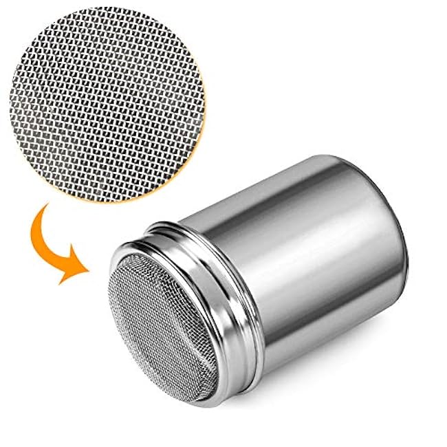 Accmor 2 Pack Powdered Sugar Shaker Duster, Cinnamon Shaker Flour Sifter, Fine Mesh Stainless Steel Dredge for Baking Soda Flour Cinnamon Cocoa
