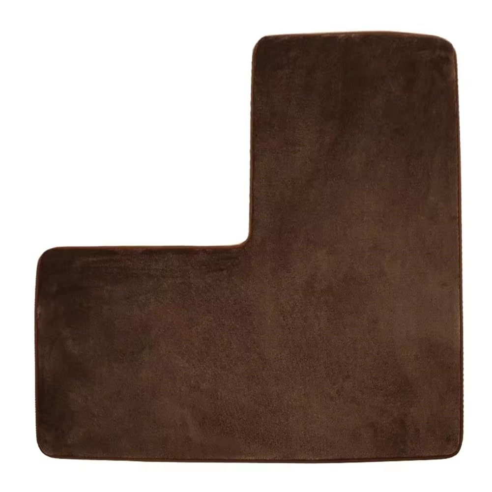 Vjsujehgy L-Shaped Bath Mat Non-Slip Bathroom Floor Rug Washable Carpet for Square Showers C