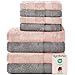 Produktbild Komfortec 8er Handtuch Set aus 100% Baumwolle, 4 Badetücher 70x140 und 4 Handtücher 50x100 cm, Frottee, Weich, Towel, Groß, Anthrazit Grau/Blütenrosa