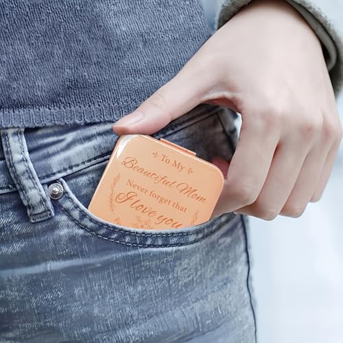 Espejo compacto cuadrado rosa dorado para mamá miniatura 4