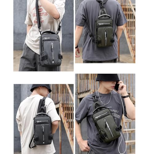 Luckyabow Waterproof Crossbody Bag, walking backpack Waterproof Sling Bag Crossbody Backpack For Men Women For Hiking (Black)2