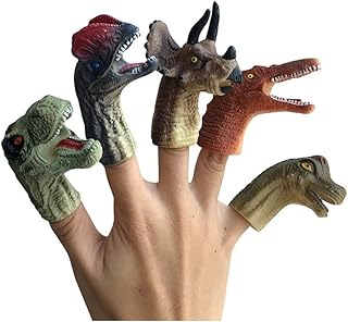 Dinosaur Finger Puppets for Kids, Dinosaur Toys Dinosaur Figures Soft Rubber Dino Head Finger Bath Toys for Kids Girls Boys 5 PCs