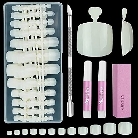Falsche Zehennägel Kit, Venares 240 Stück Künstlich Zehennägel zum Aufkleben Cover