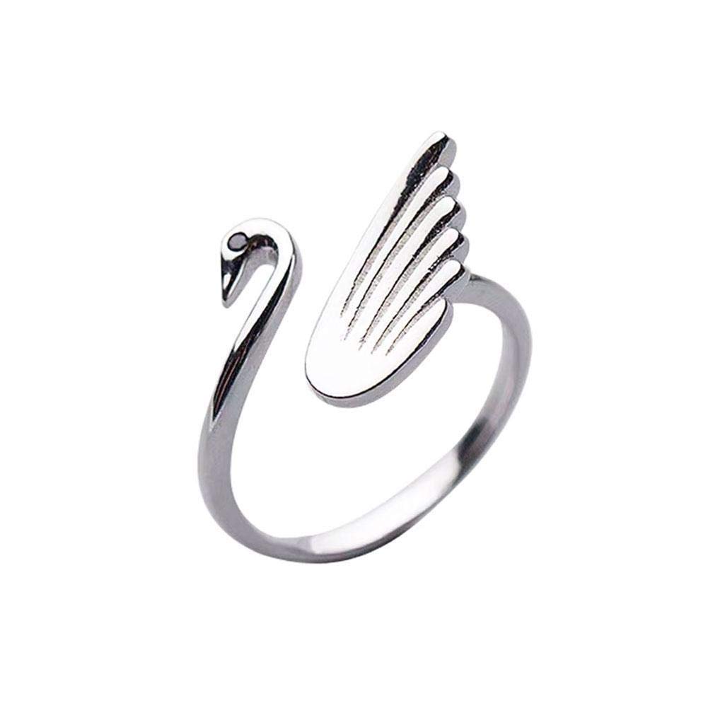 Open Ring Cute Swan Rings Adjustable Finger Ring Knitting Loop Crochet Ring Valentine's Day Engagement Jewelry Present for Women Girls
