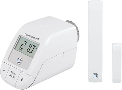 Homematic IP Set Heizen – Easy Connect, Digitale Steuerung für Heizung per App, Alexa, Google Assistant, einfache Installation, Energie sparen, Thermostat und Fenstersensor, 153413A0