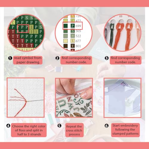 Image of FREEBLOSS 11CT Cross Stitch Kit Stamped Cross Stitch Craft Kit with Stitching Guide for Beginners Glass Retro Folk Pattern Embroidery Set Crossstitch Wall Hanging Set 13.7x19.7inch