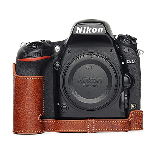 TP Original Nikon D750 専用 オープナブルタイプ ハンドメイド本革 ボディケース 互換 電池交換便利 底面開閉 ハンドメイド本革ハーフカメラケースバッグカバー (ブラウン)