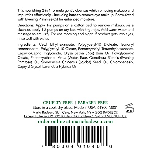 Mario Badescu Cleansing Oil For All Skin Types | Lightweight 2-In-1 Makeup Remover & Cleanser | Formulated With Nourishing Oils | 6 Fl Oz #TOP3
