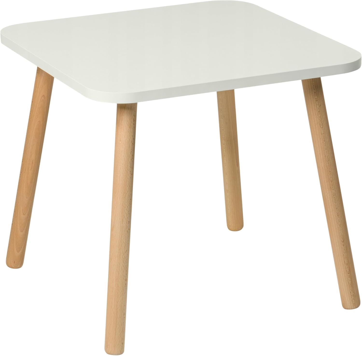 PlayPlas Furniture: Kinderstuhl und -Tisch aus Holz, weiß, quadratisch, 50 × 47 cm, Set zum Lernen und Spielen, Stuhl in Hasenform, Möbel für das Kinderzimmer