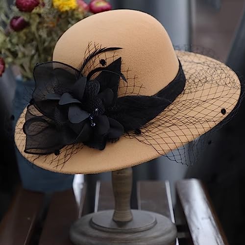 Big Brim Hat Women's Autumn Winter Mesh Wool top hat Women's Winter Dome Basin hat4