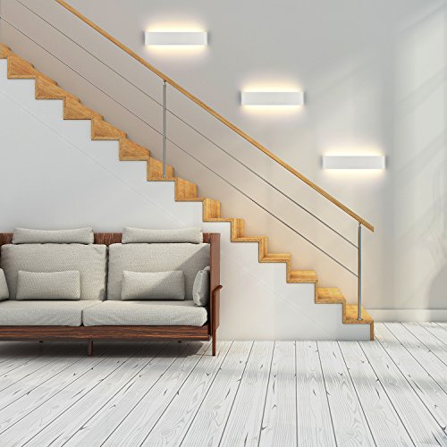 ChangM LED Wall Lights Indoor 40cm,2 Pack 16W Aluminum Wall Lamps 3000K Warm White Modern Style Up and Down Wall Light,Perfect for Bedroom Bathroom Living Room Hallway Kitchen Corridor Stairs (White) - Image 4
