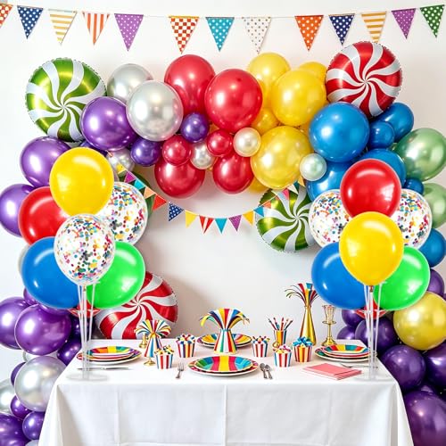 Image of TONIFUL 4 Set Red Yellow Blue Green Balloon Stand Centerpieces for Table