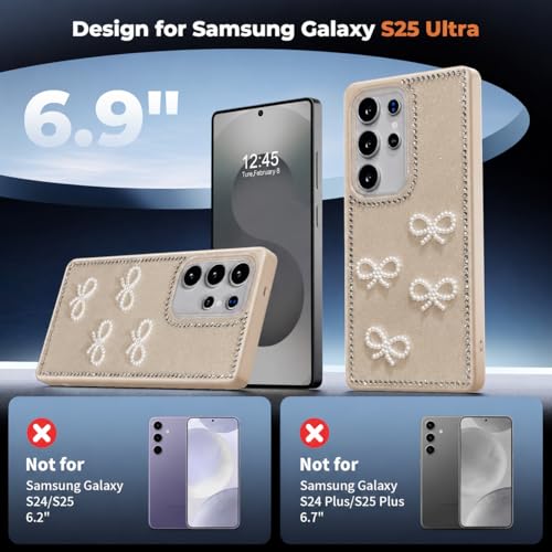 Image of DIZORO for Samsung Galaxy S25 Ultra 5G Cover,Cute Bow Tie Aesthetic Phone Case,Trendy Slim Hard IMD Shockproof Protective Bumper Designer Phone Back Cover for Women Girls Desert