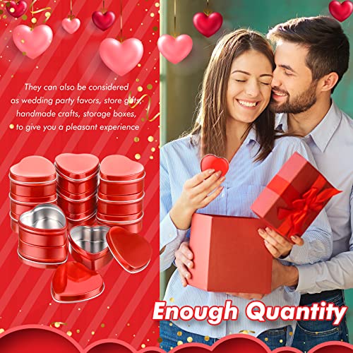 Valentines Day Candle Tins 2Oz Empty Heart Shaped Candle Jars For Making Candles Red Heart Metal Tins Box Candle Containers With Lids For Wedding Decoration Gifts Candles Party Favors #TOP4