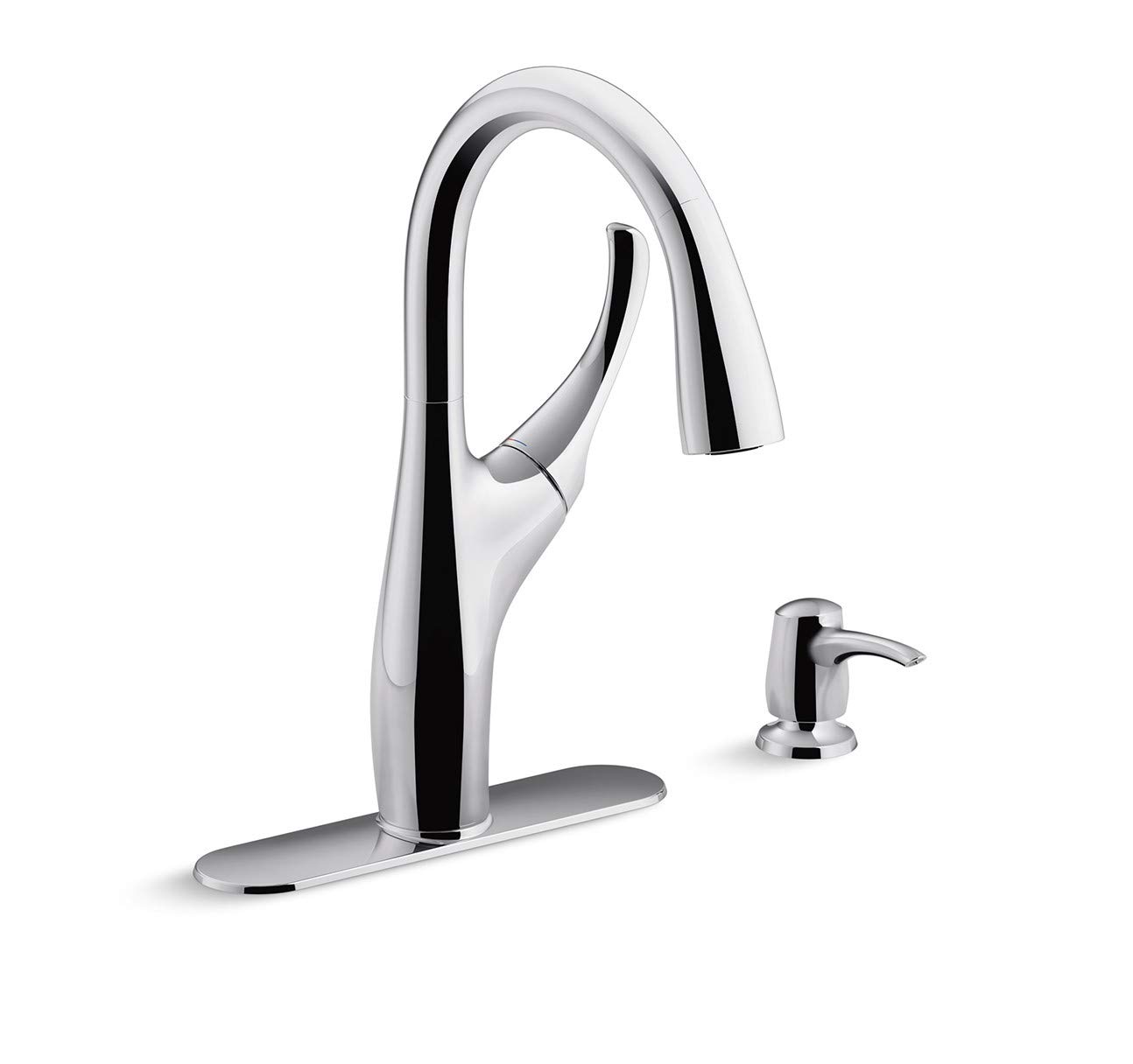 KOHLER Mazz Pull-Down Sprayer Kitchen Faucet, with Multi-Function Spray Head Featuring Sweep Spray and Docking Spray Head Technology, with soap/Lotion Dispenser, Chrome Finish (Silver) (B07Z43SHDW) Amazon Price History, Amazon Price Tracker