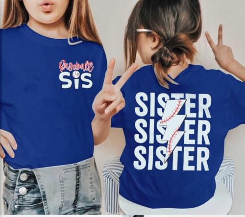 FRYAID Toddler Baseball Sister Shirt Baby Girl Baseball Outfit Big Sister Shirt Birthday Girl T-Shirt Summer Cotton Tee Top2