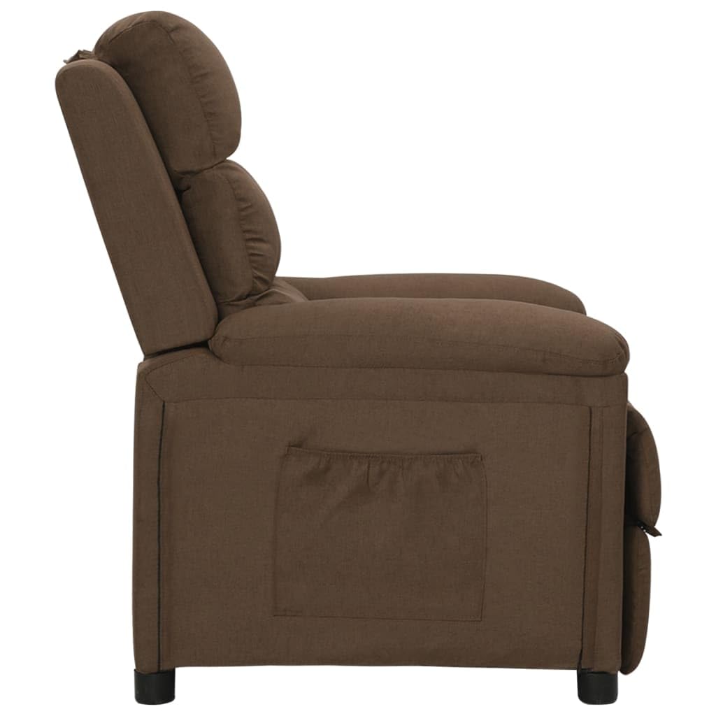 vidaXL Sillón Reclinable Silla Sofá Asiento Butaca Orejero Relax Reposapiés Ajustable Sala de Estar Salón Oficina Muebles de Tela Marrón